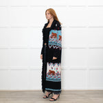 Hayley Menzies Black Blue Red Knit Long Coat With Belt