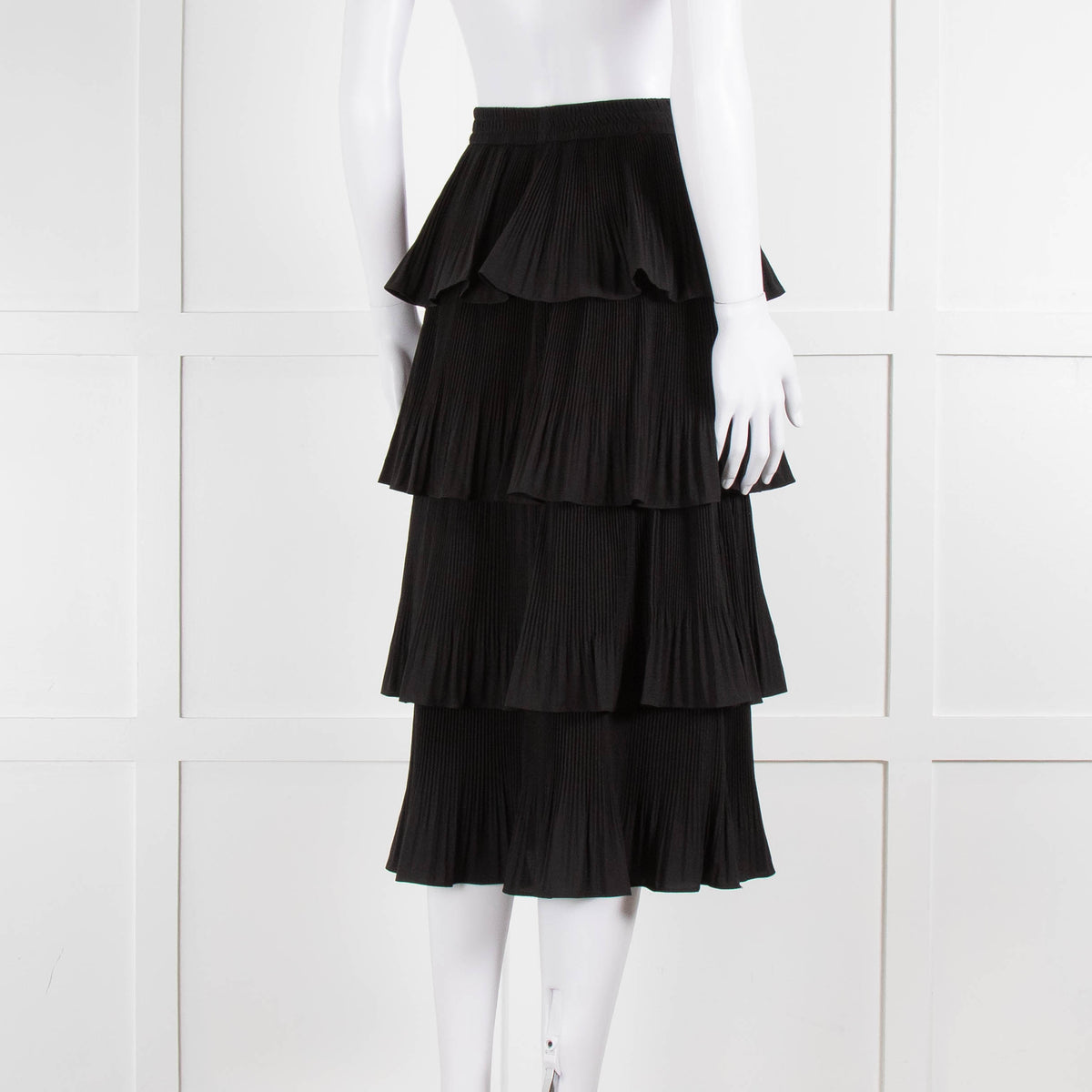 Essentiel Antwerp Black Pleated Ruffled Midi Skirt