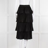 Essentiel Antwerp Black Pleated Ruffled Midi Skirt