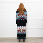 Hayley Menzies Black Blue Red Knit Long Coat With Belt