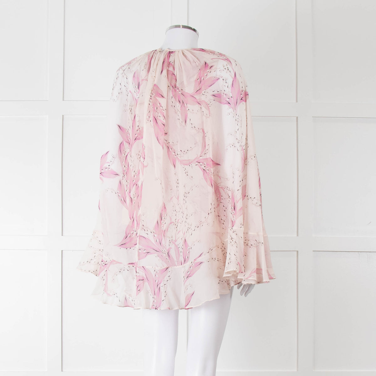 Giambattista Valli Pale Pink Lilac Floral Silk Cape Top