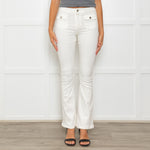 Ida White Front Pocket Stretch Flared Jeans