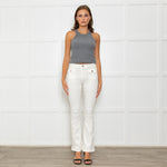 Ida White Front Pocket Stretch Flared Jeans