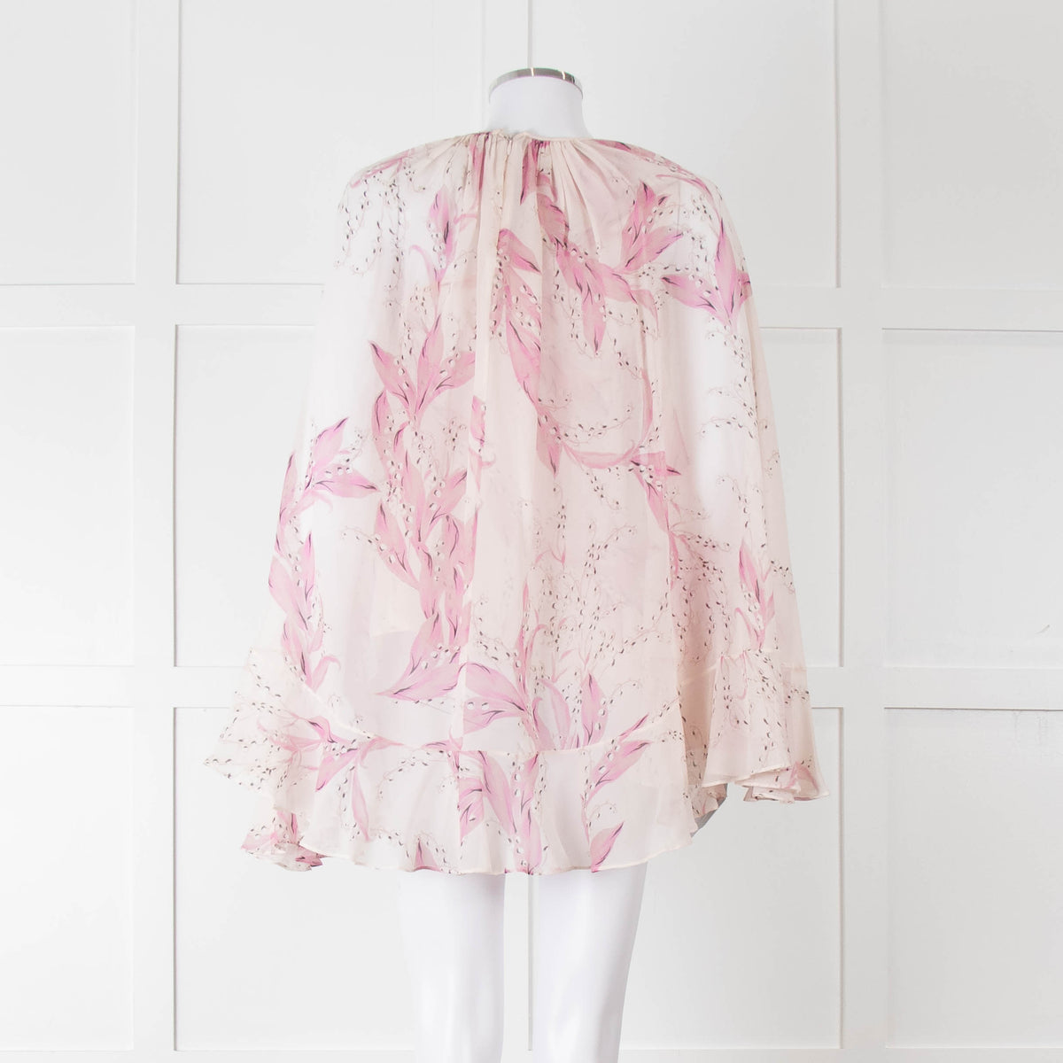 Giambattista Valli Pale Pink Lilac Floral Silk Cape Top