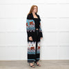 Hayley Menzies Black Blue Red Knit Long Coat With Belt