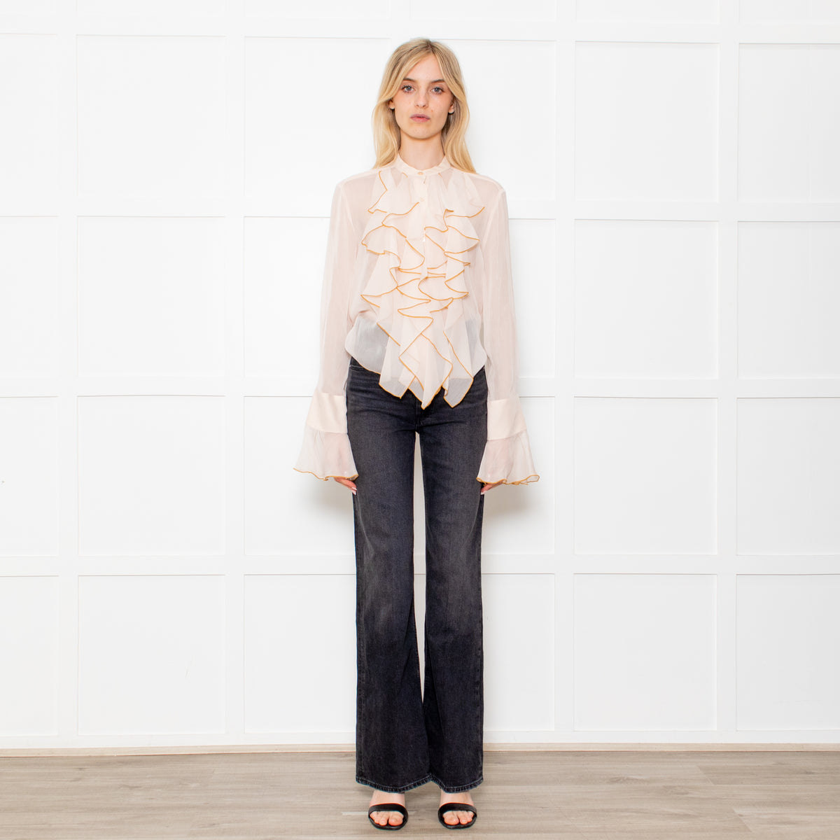 See By Chloe Peach Blouse With Ruffle Front