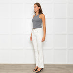 Ida White Front Pocket Stretch Flared Jeans