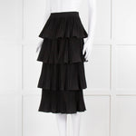 Essentiel Antwerp Black Pleated Ruffled Midi Skirt