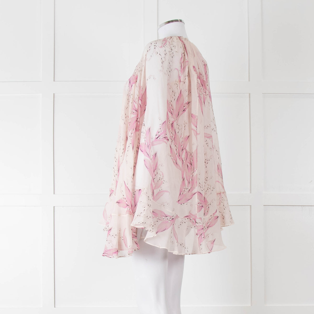 Giambattista Valli Pale Pink Lilac Floral Silk Cape Top