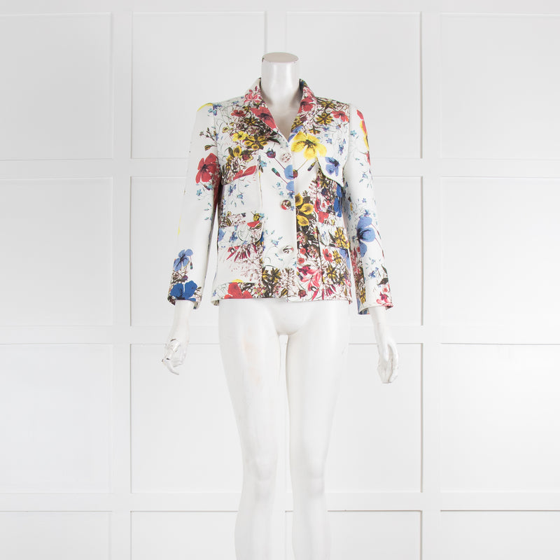 Erdem White Multicolored Floral Print Jacket
