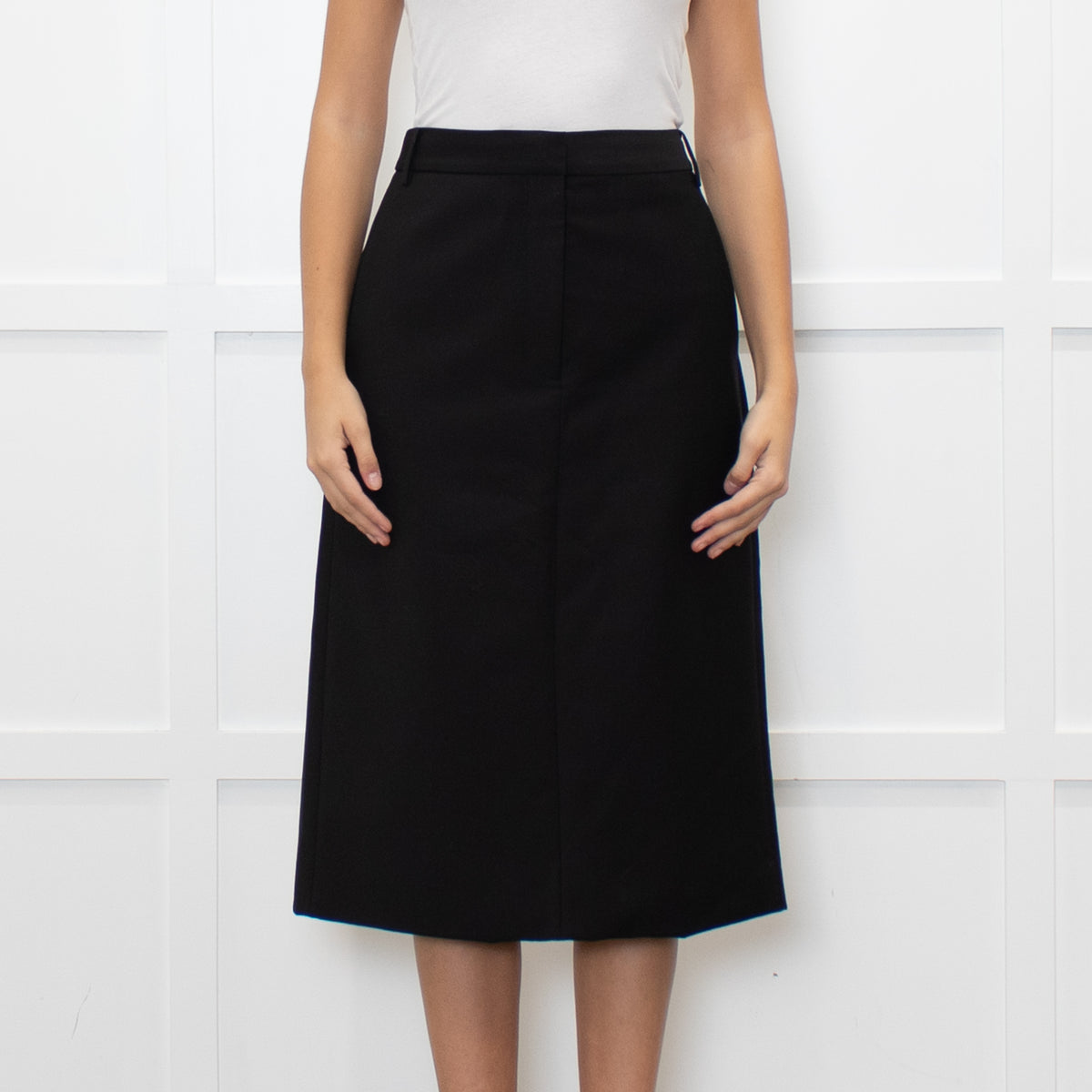Tibi Black Light Wool Pencil Skirt