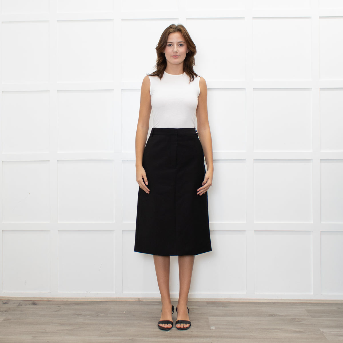 Tibi Black Light Wool Pencil Skirt