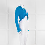 Ganni Azure Blue Cropped Cardigan With Ties