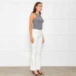 Ida White Front Pocket Stretch Flared Jeans
