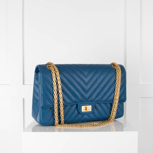 Chanel Blue 2.55 Reissue Chevron Quilted Lambskin Bag