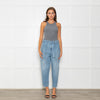 Ba&sh Blue Denim Barrell Cut Belted Jeans