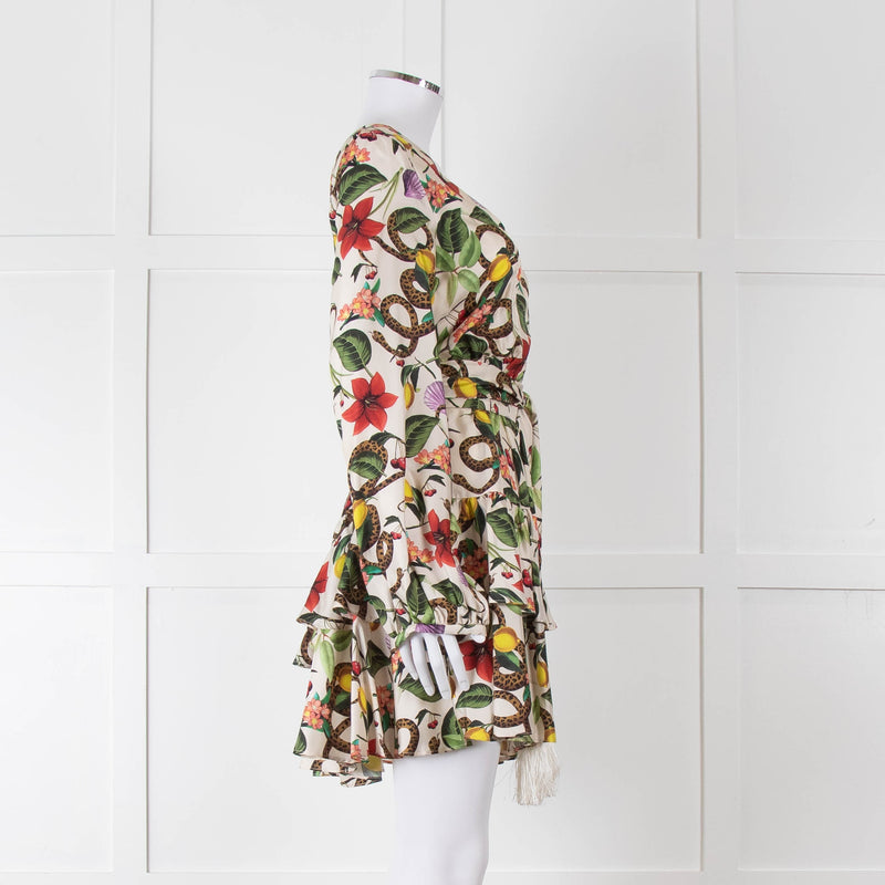 Borgo De Nor Cream Green Paradise Print Mini Dress