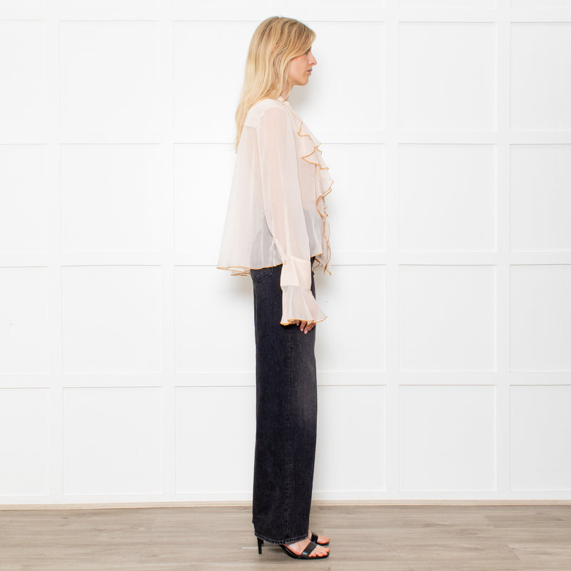 See By Chloe Peach Blouse With Ruffle Front