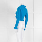 Ganni Azure Blue Cropped Cardigan With Ties