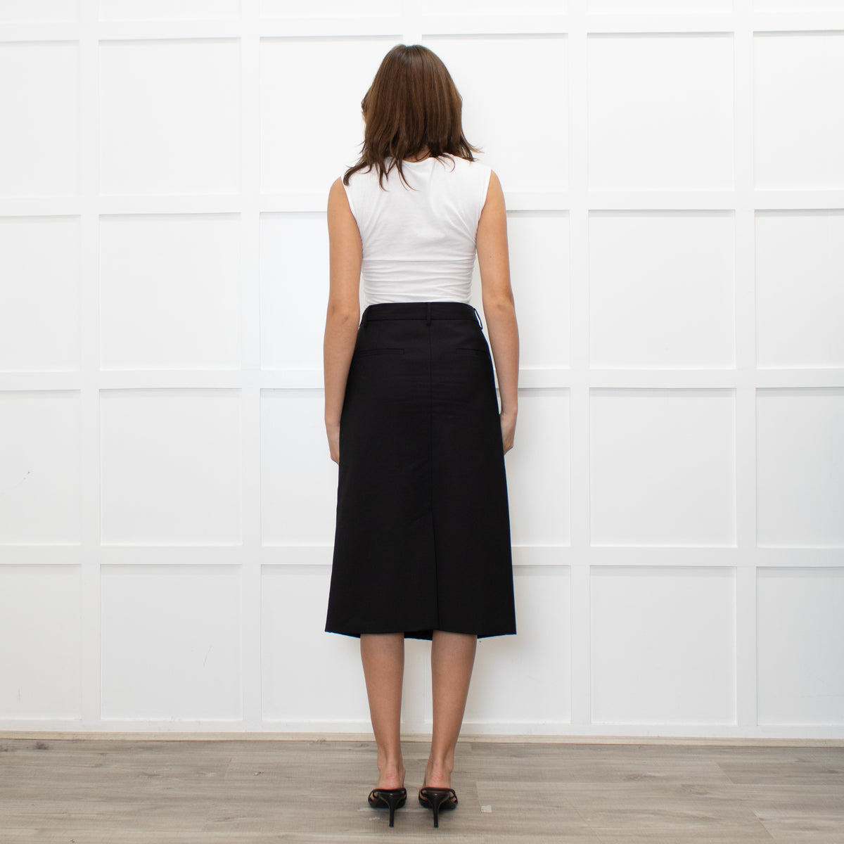 Tibi Black Light Wool Pencil Skirt