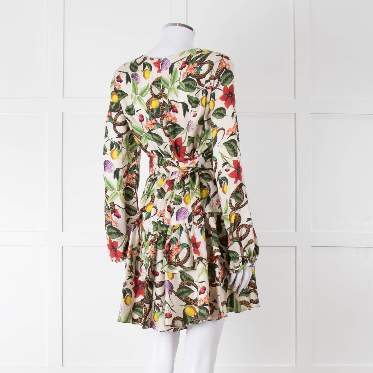 Borgo De Nor Cream Green Paradise Print Mini Dress