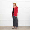 IRO Red And Cream Fray Edge Quespo Jacket