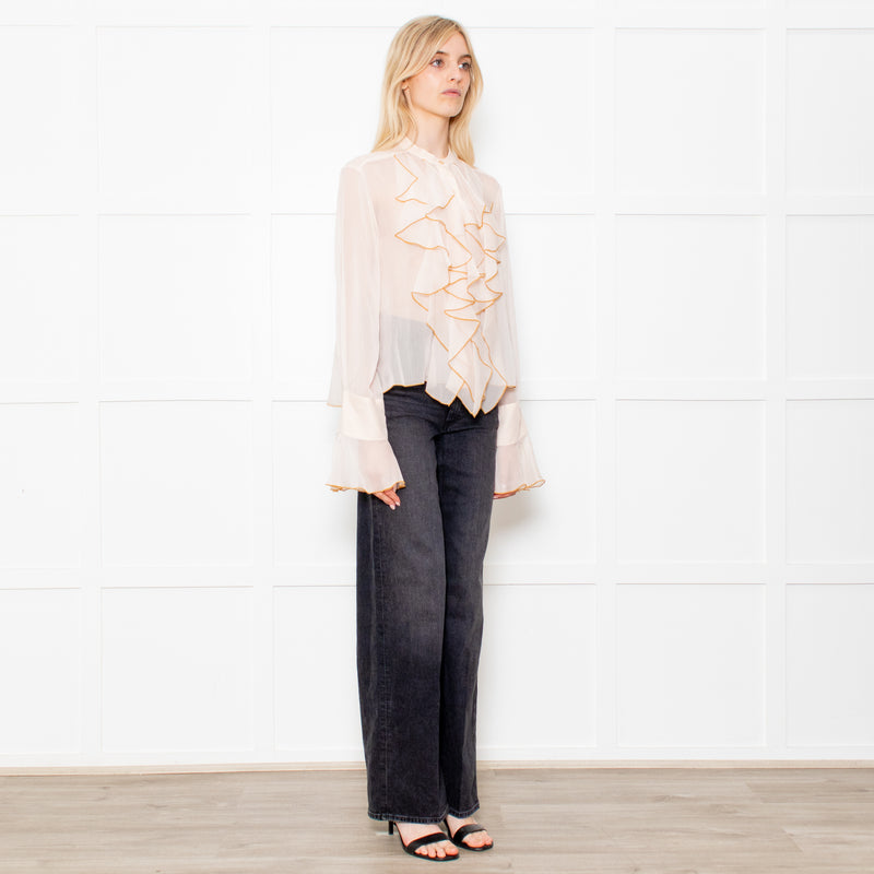 See By Chloe Peach Blouse With Ruffle Front