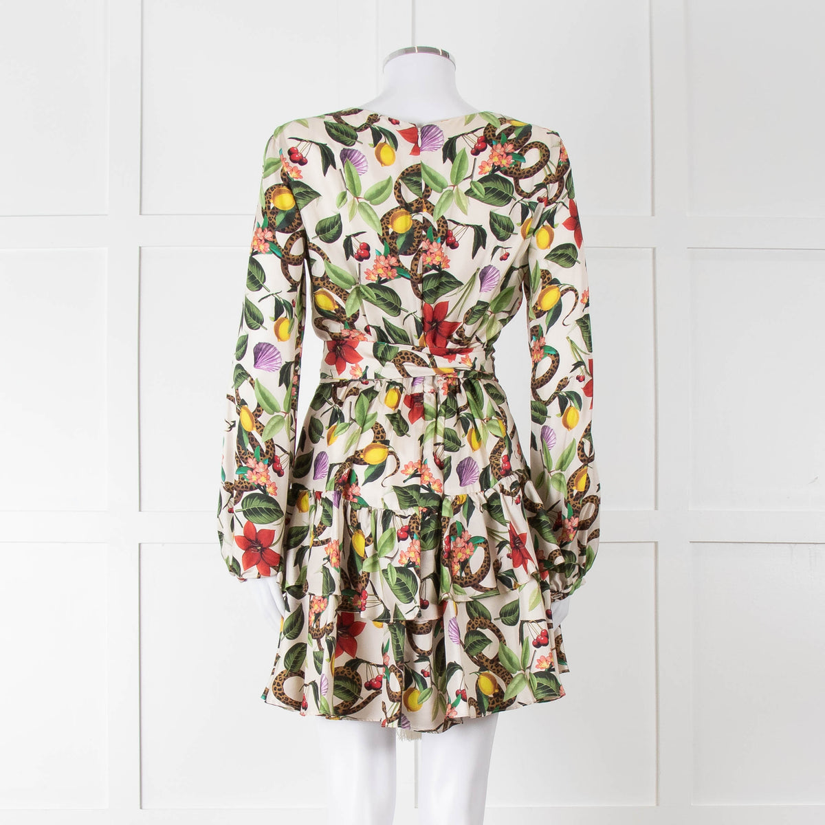 Borgo De Nor Cream Green Paradise Print Mini Dress
