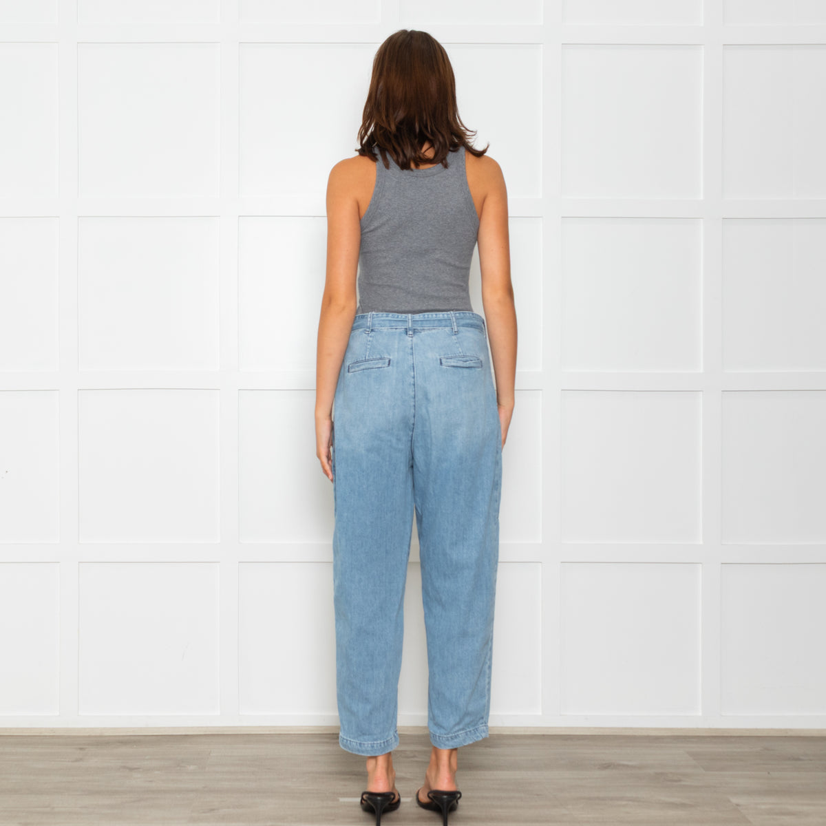 Ba&sh Blue Denim Barrell Cut Belted Jeans