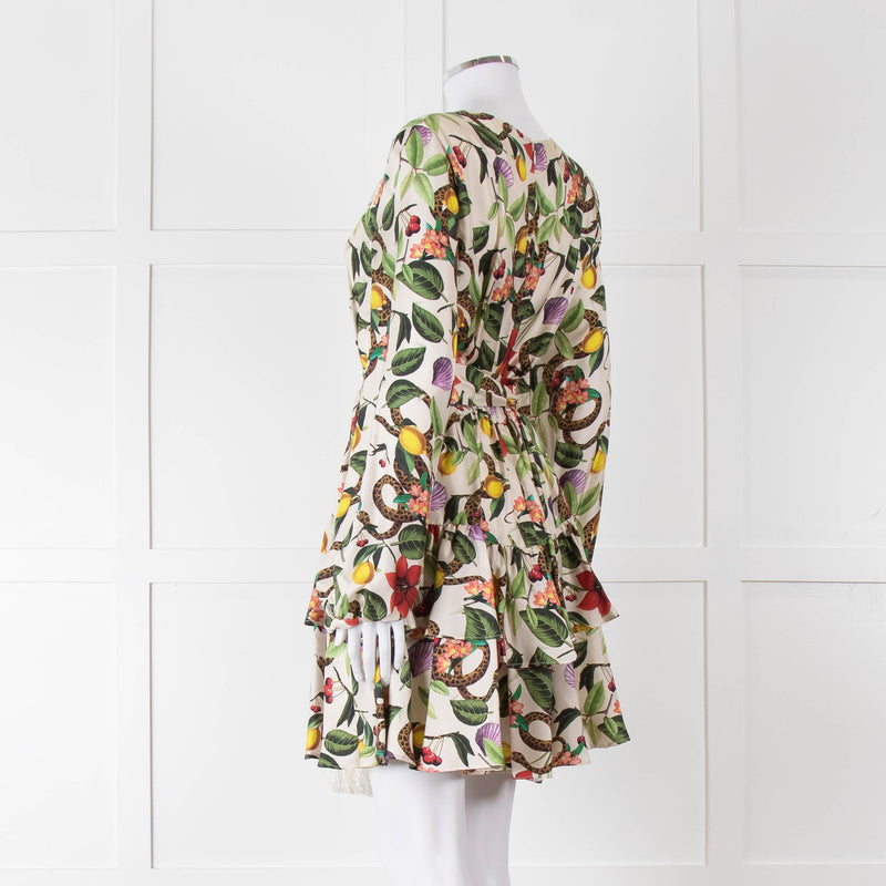 Borgo De Nor Cream Green Paradise Print Mini Dress