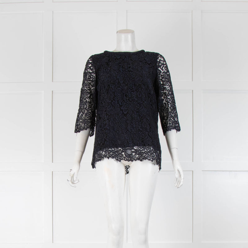 Goat Navy Lace Top