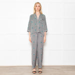Maje Green Small Floral Pattern Pyjama Style Shirt