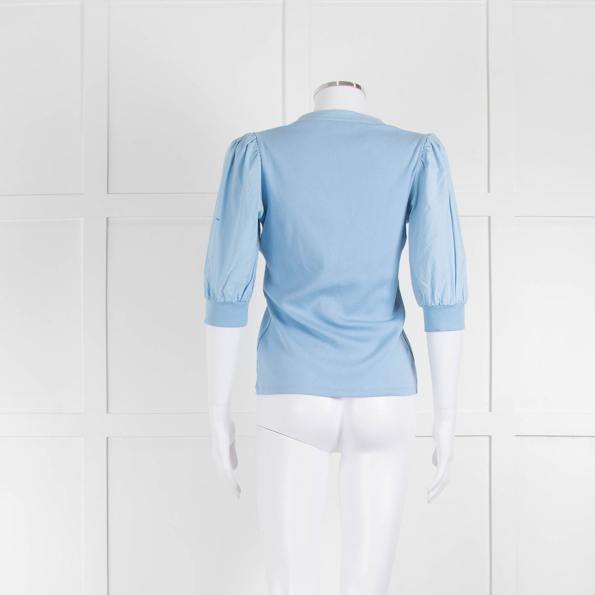 Veronica Beard Jeans Pale Blue Puff Sleeve Top