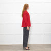 IRO Red And Cream Fray Edge Quespo Jacket