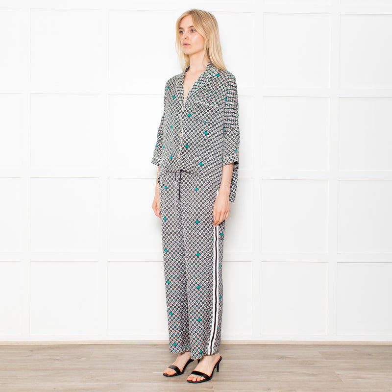 Maje Green Small Floral Pattern Pyjama Style Shirt