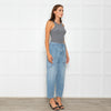 Ba&sh Blue Denim Barrell Cut Belted Jeans