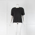 Vince Black Snake Effect Leather Top