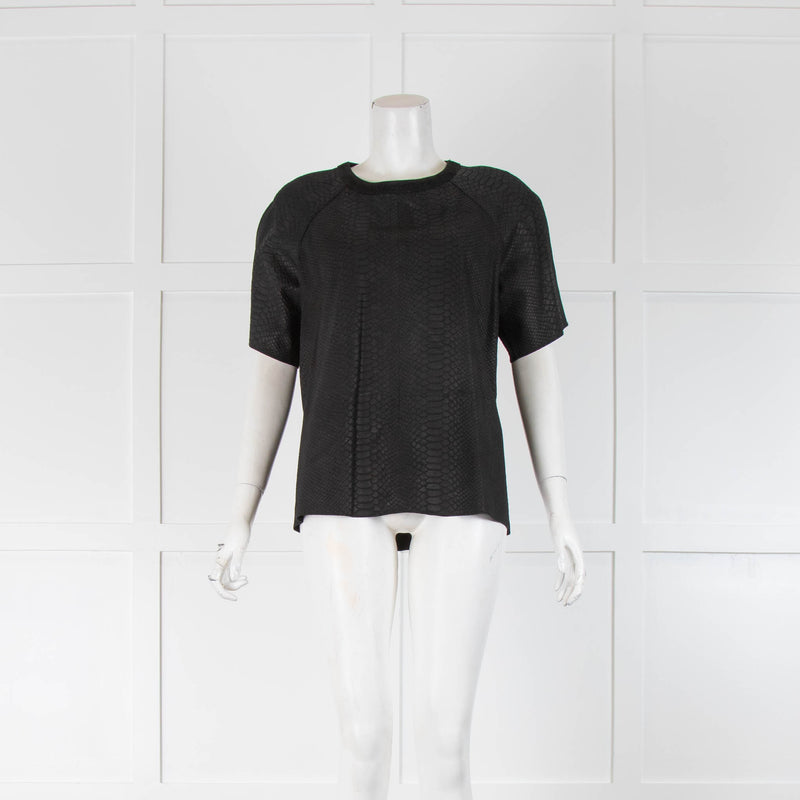 Vince Black Snake Effect Leather Top