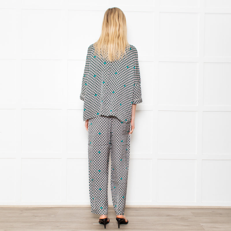 Maje Green Small Floral Pattern Pyjama Style Shirt