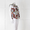 Erdem White Red Green Floral Sleeveless Cotton Shirt