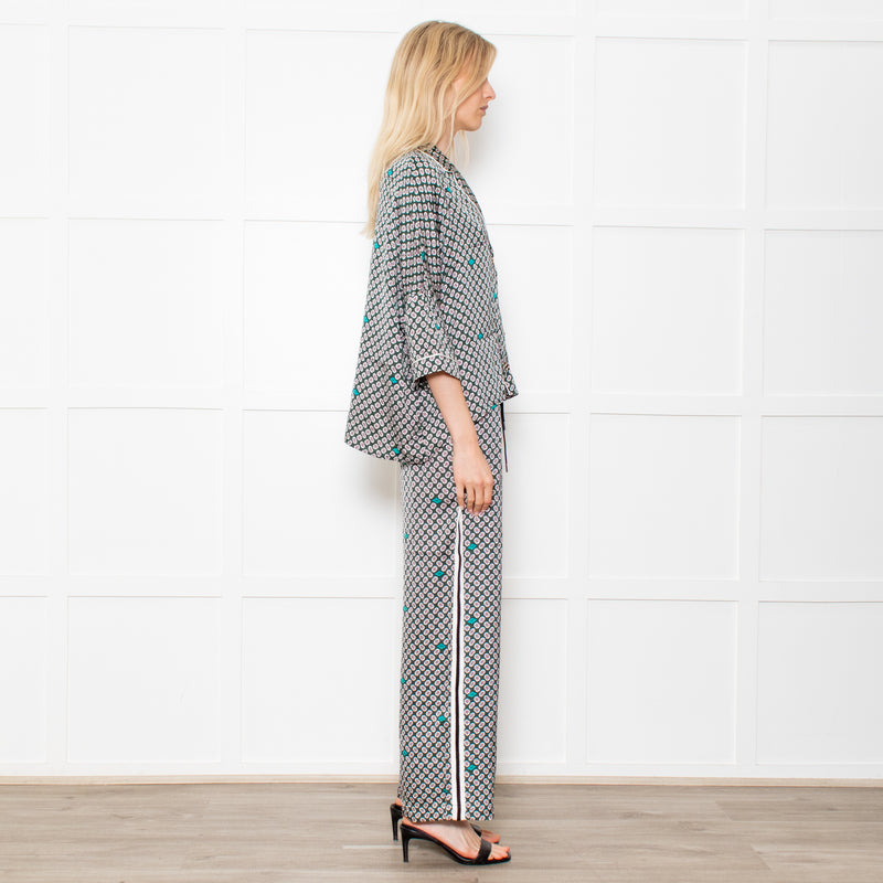 Maje Green Small Floral Pattern Pyjama Style Shirt