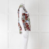 Erdem White Red Green Floral Sleeveless Cotton Shirt