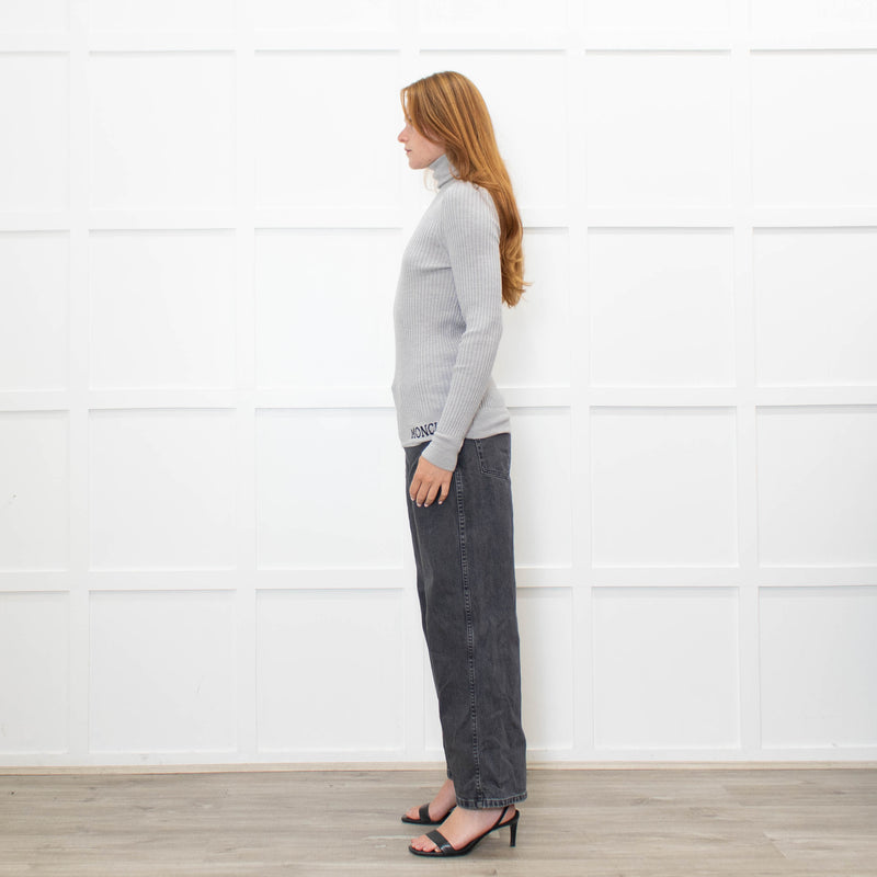 Moncler Grey Ribbed Wool Rollneck Jumper
