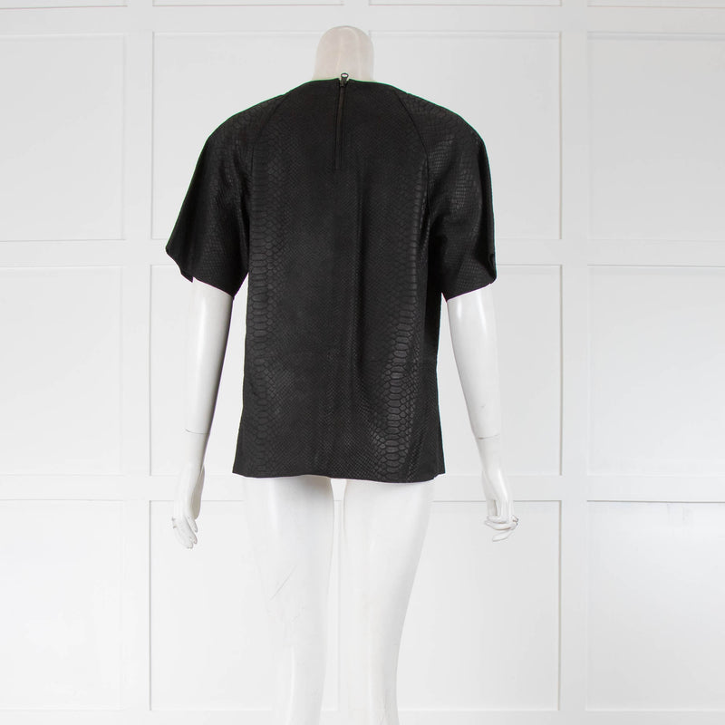 Vince Black Snake Effect Leather Top