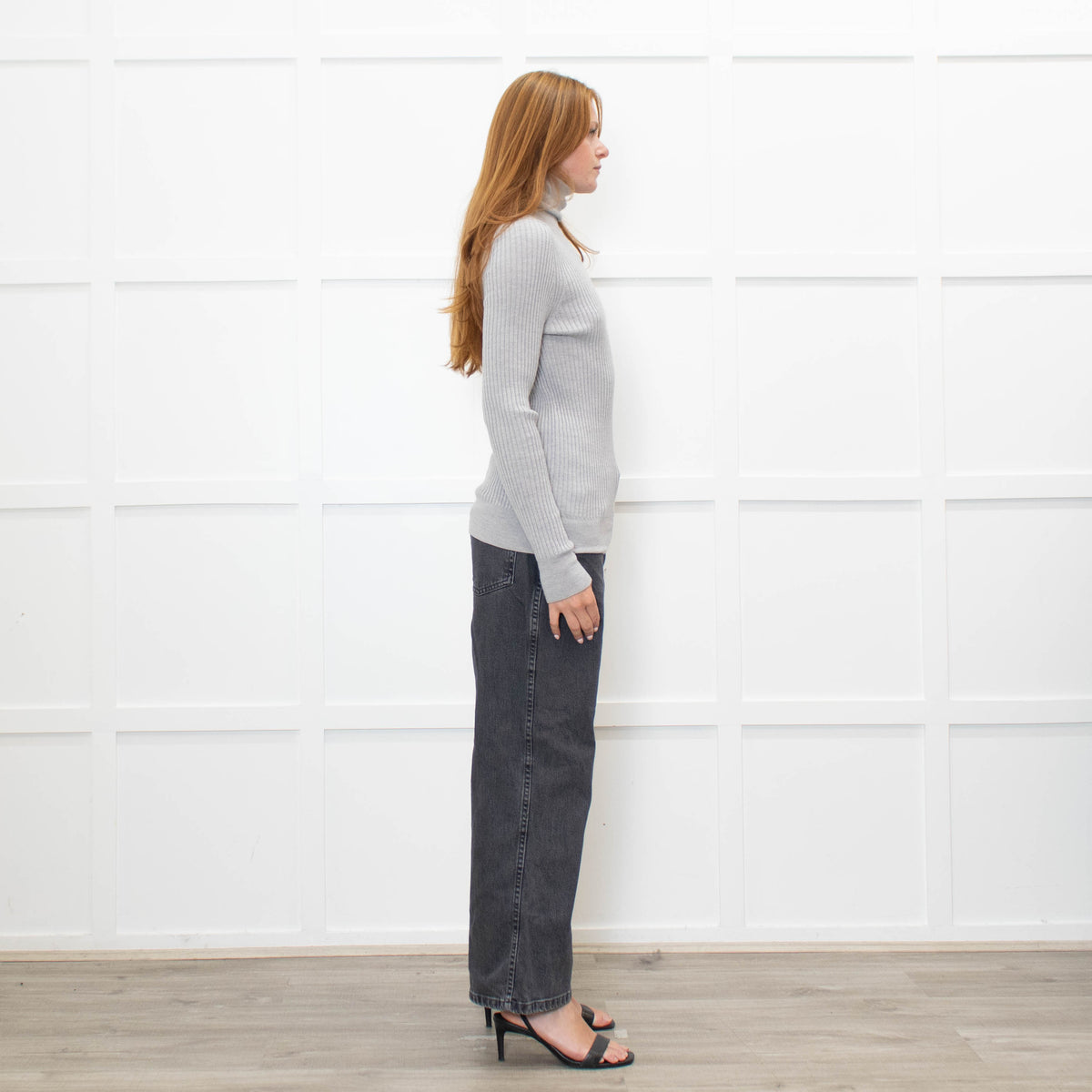 Moncler Grey Ribbed Wool Rollneck Jumper