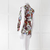 Erdem White Red Green Floral Sleeveless Cotton Shirt