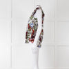Erdem White Red Green Floral Sleeveless Cotton Shirt