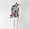 Erdem White Red Green Floral Sleeveless Cotton Shirt