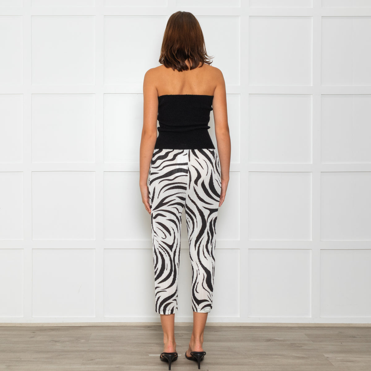 Pleats Please Black  And White Pleated Trousers