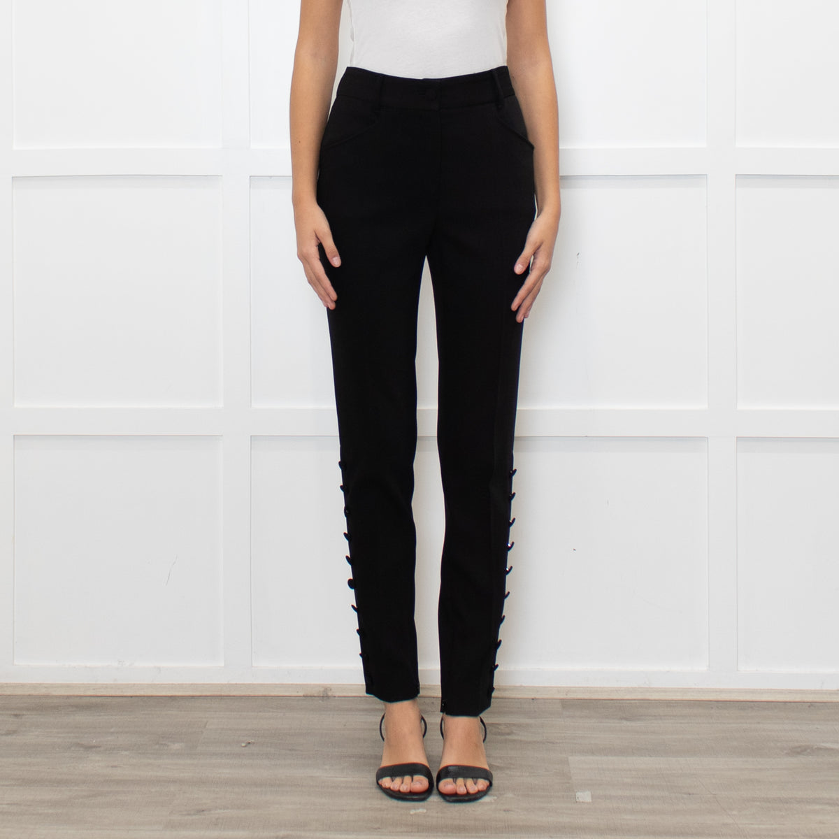 Dolce & Gabbana Black Button Detail Slim Leg Trousers